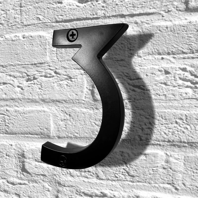 NACH Floating House Numbers, 4 inch Aluminum Black House Numbers for Outside - Number 3, Door Numbers with Mounting Hardware - Image 2